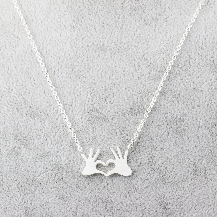 Hand Heart Gesture Pendant Necklace | Minimalist K-Pop Style