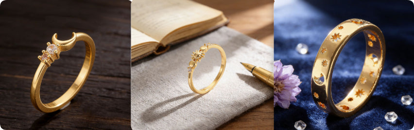 Trendy Zircon Star And Moon Ring - Minimalist Rings for Women