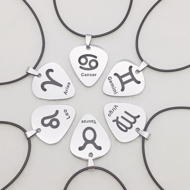 Zodiac Pick Leather 90s Cord Necklace
