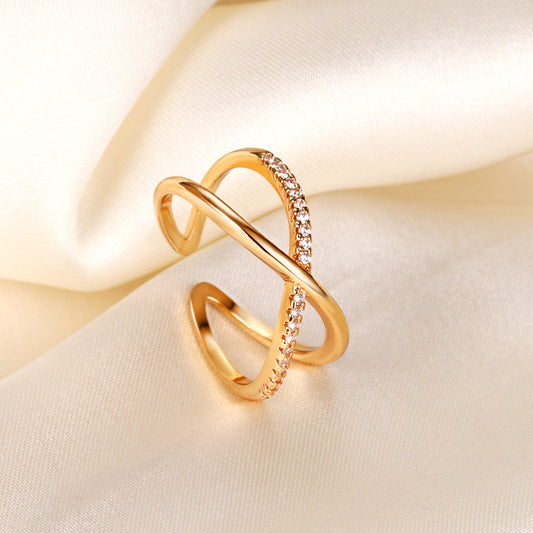 Champagne Gold Color Ring Minimalist Cool Sophisticated Design-focused European And American-style Geometric Jewelry