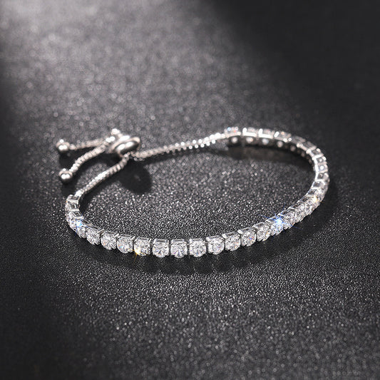 Sparkling Cubic Zirconia Tennis Bracelet | Adjustable Copper Bolo Bracelet