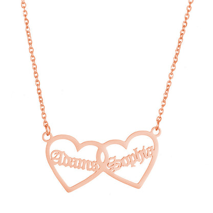 Customized Two-Name Heart Pendant Necklace | Titanium Steel