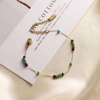 Dopamine Natural Stone Titanium Steel  Bracelet