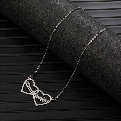 Customized Two-Name Heart Pendant Necklace | Titanium Steel