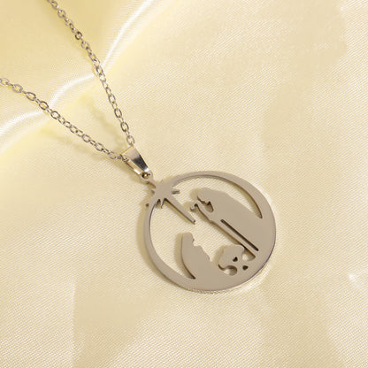 The Bethlehem Star – Polished Nativity Silhouette Pendant in Gold & Silver