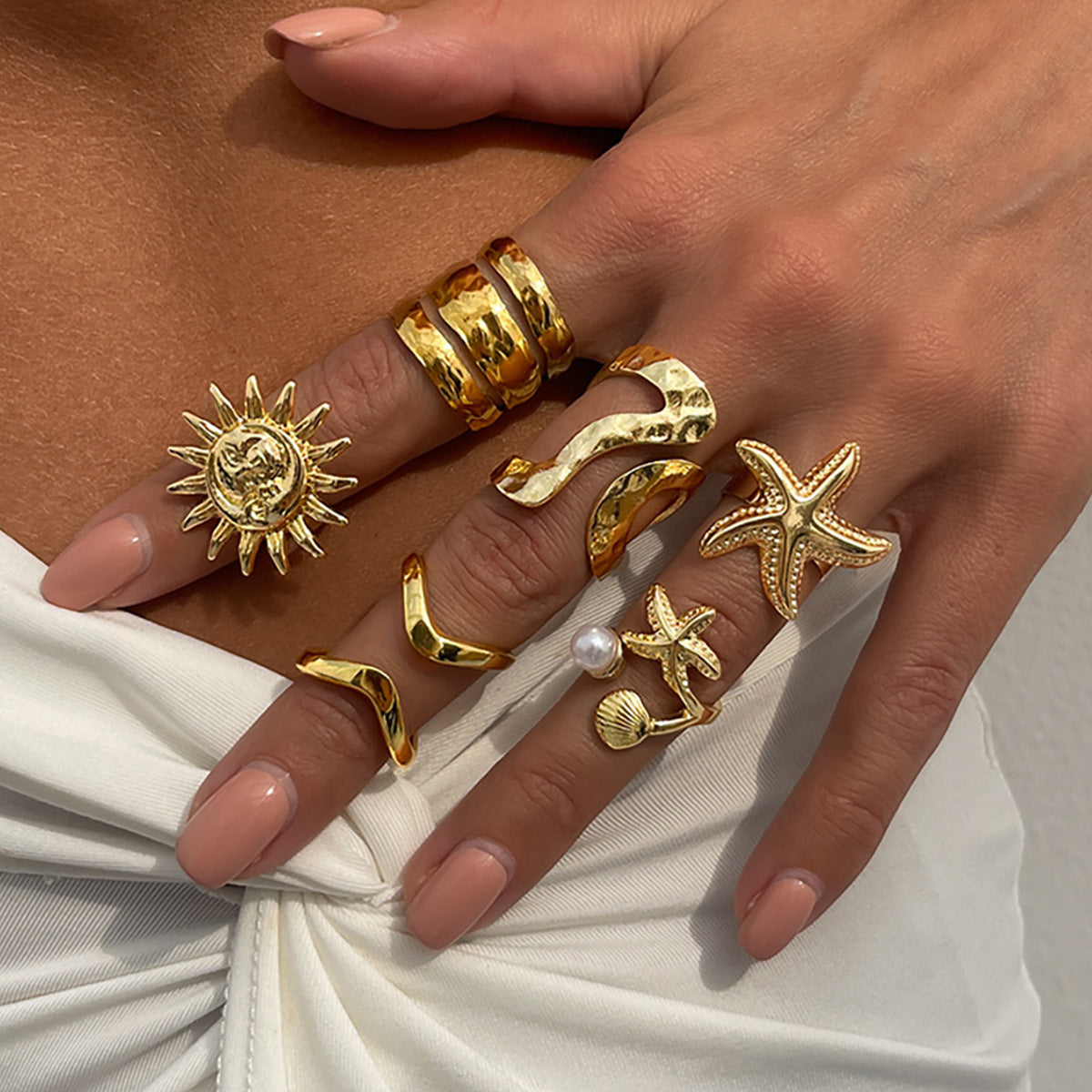 Liquid metal Rings 1 x 6pcs Open-End Ring