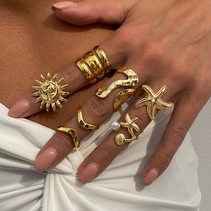 Liquid metal Rings 1 x 6pcs Open-End Ring