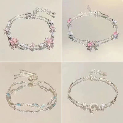 Cherry Blossom Star And Moon Bracelet-  International Shipping