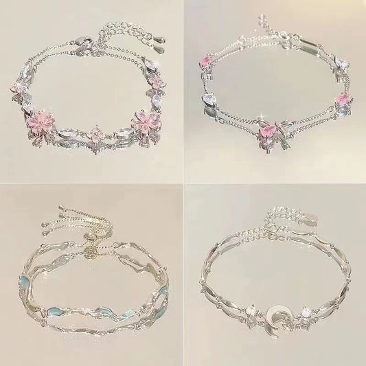 Cherry Blossom Star And Moon Bracelet-  International Shipping