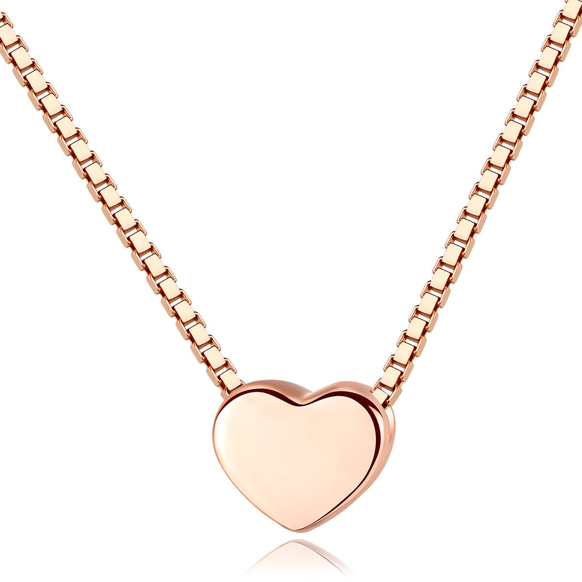 The Rose Aura Heart Solitaire – Minimalist Rose-Toned Box Link Chain