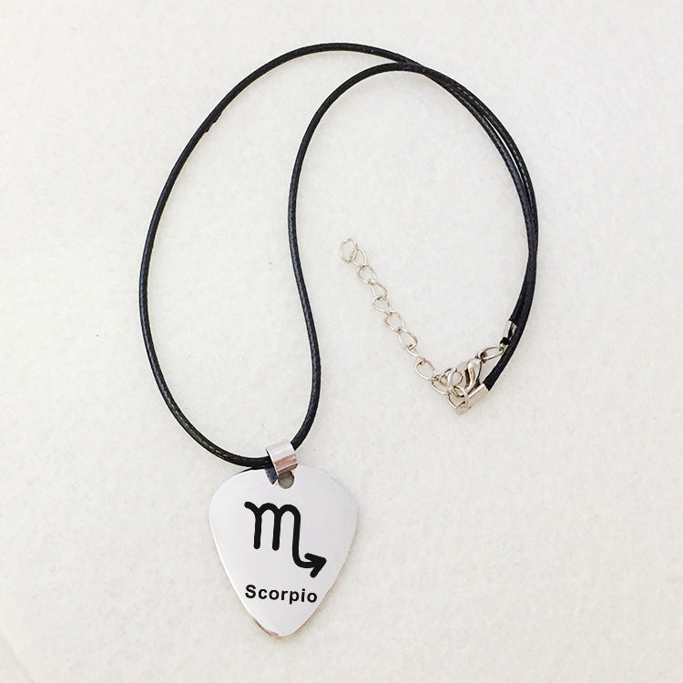 Zodiac Pick Leather 90s Cord Necklace
