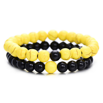 Yin Yang Distance Match Bracelets | Unisex Natural Stone Beaded Couple Set