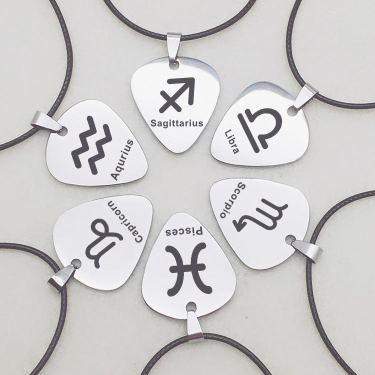 Zodiac Pick Leather 90s Cord Necklace
