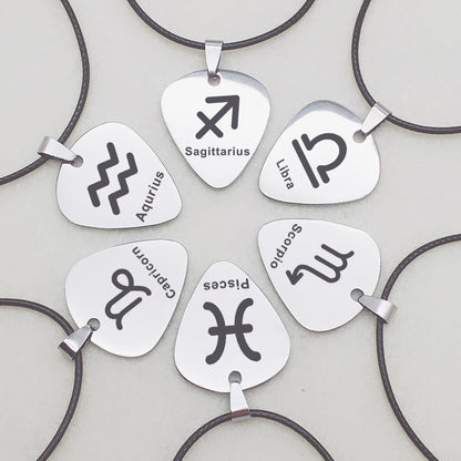Zodiac Pick Leather 90s Cord Necklace