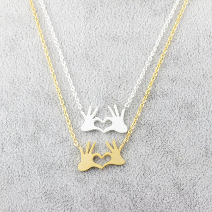 Hand Heart Gesture Pendant Necklace | Minimalist K-Pop Style