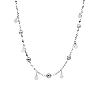 The Celestial Link Choker – Shimmering Silver Disc & Bead Droplet Necklace
