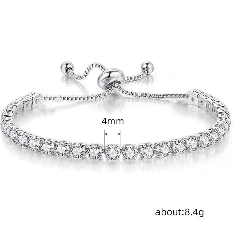 Sparkling Cubic Zirconia Tennis Bracelet | Adjustable Copper Bolo Bracelet