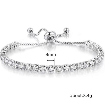 Sparkling Cubic Zirconia Tennis Bracelet | Adjustable Copper Bolo Bracelet