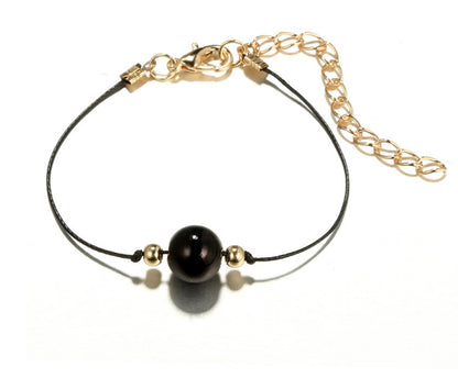 Midnight Zen Matte Black Bracelet Set | Bohemian Lotus & Feather Charms 4-Piece Stack