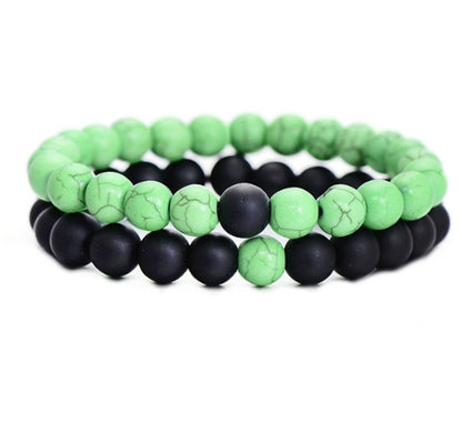 Yin Yang Distance Match Bracelets | Unisex Natural Stone Beaded Couple Set