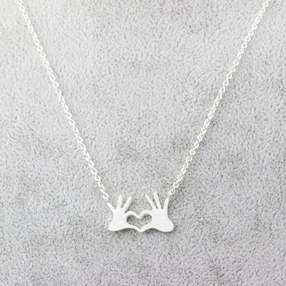 Hand Heart Gesture Pendant Necklace | Minimalist K-Pop Style