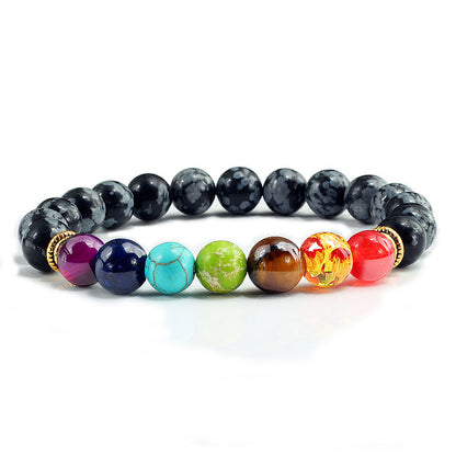Midnight Zen Chakra Beaded Bracelet | Unisex Natural Stone Stretch Alignment Bracelet