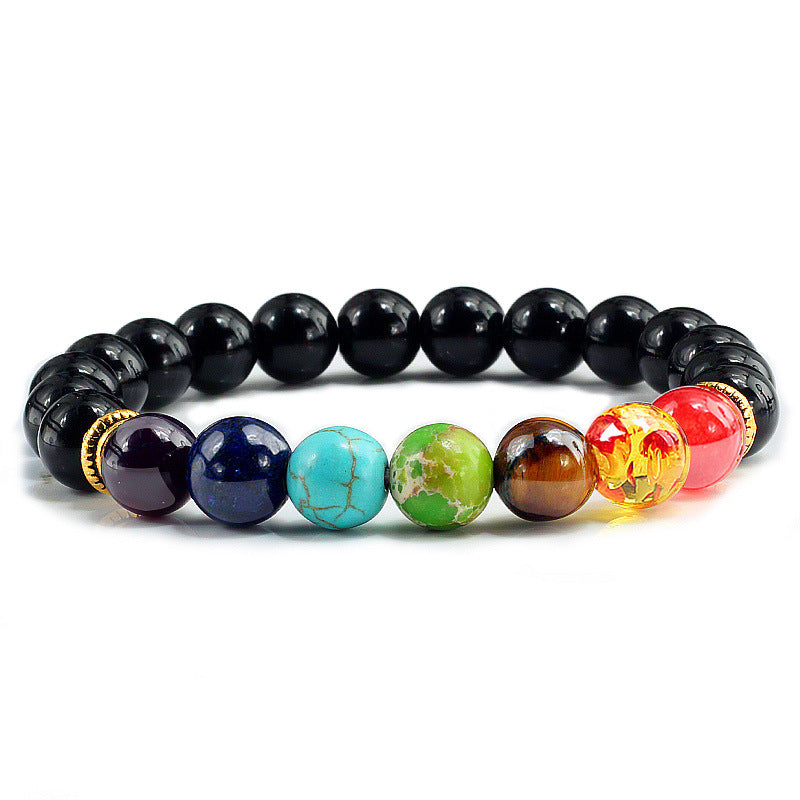 Seven Chakras Volcanic Stone Beads Bracelets