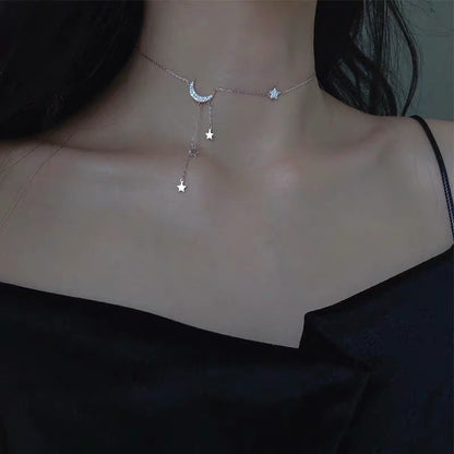 Star And Moon 90s cord Pendant Necklace