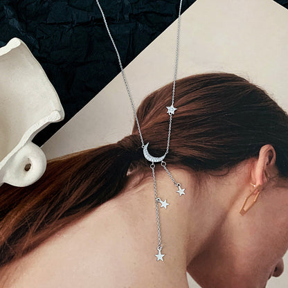 Star And Moon 90s cord Pendant Necklace