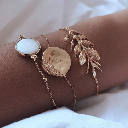 Regency Electroplated Alloy Bracelet Stack | Women's Simple Geometric Pearl-Style Charm Set