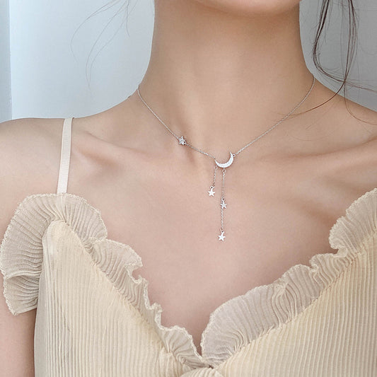 Star And Moon 90s cord Pendant Necklace
