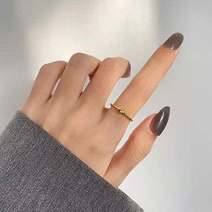 The "Eternal Knot" Open Ring | 18K Gold Tone Geometric Statement Ring | Resizable Unisex Band