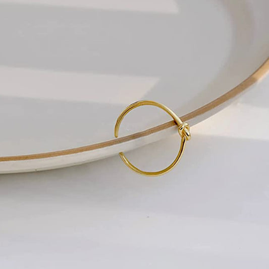 The "Eternal Knot" Open Ring | 18K Gold Tone Geometric Statement Ring | Resizable Unisex Band
