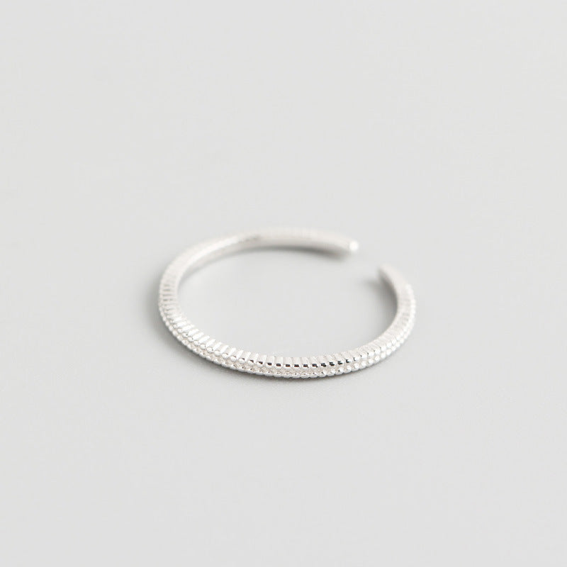 The "Tidal Duo" Ring Set | Textured Silver Stackable Rings | Fluid Geometric Open Rings