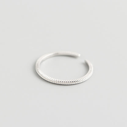 The "Tidal Duo" Ring Set | Textured Silver Stackable Rings | Fluid Geometric Open Rings