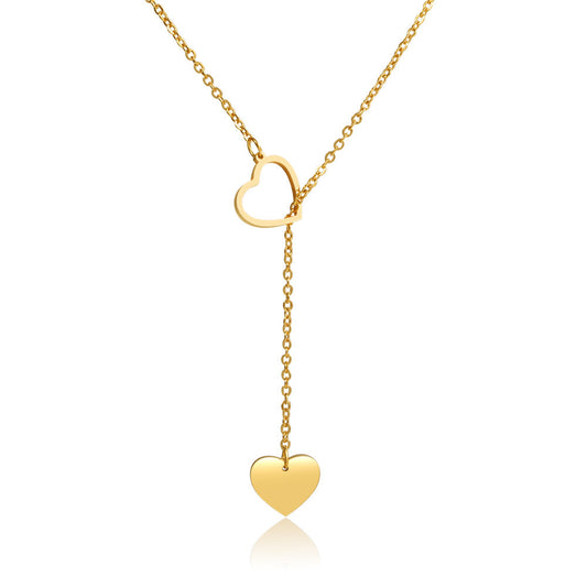 The Falling Hearts Lariat – 18k Gold Dipped Clavicle Chain Necklace