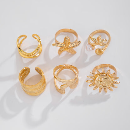 Liquid metal Rings 1 x 6pcs Open-End Ring