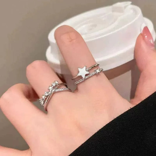 Stylish Double-layer Star Zircon Ring For Women
