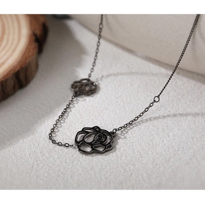 C121 Camellia Necklace Choker Black