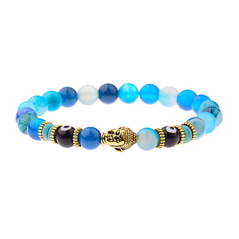 Zen Guardian Buddha Evil Eye Bracelet | Unisex Natural Stone Beaded Stretch Bracelet