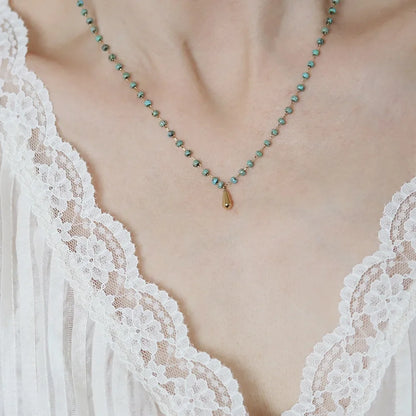 Dopamine Titanium Steel Natural Stone Necklace