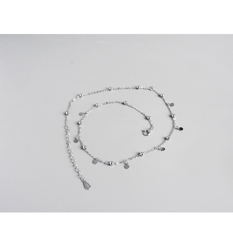 The Celestial Link Choker – Shimmering Silver Disc & Bead Droplet Necklace