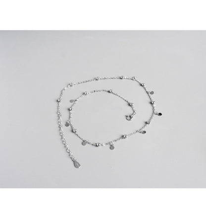 The Celestial Link Choker – Shimmering Silver Disc & Bead Droplet Necklace