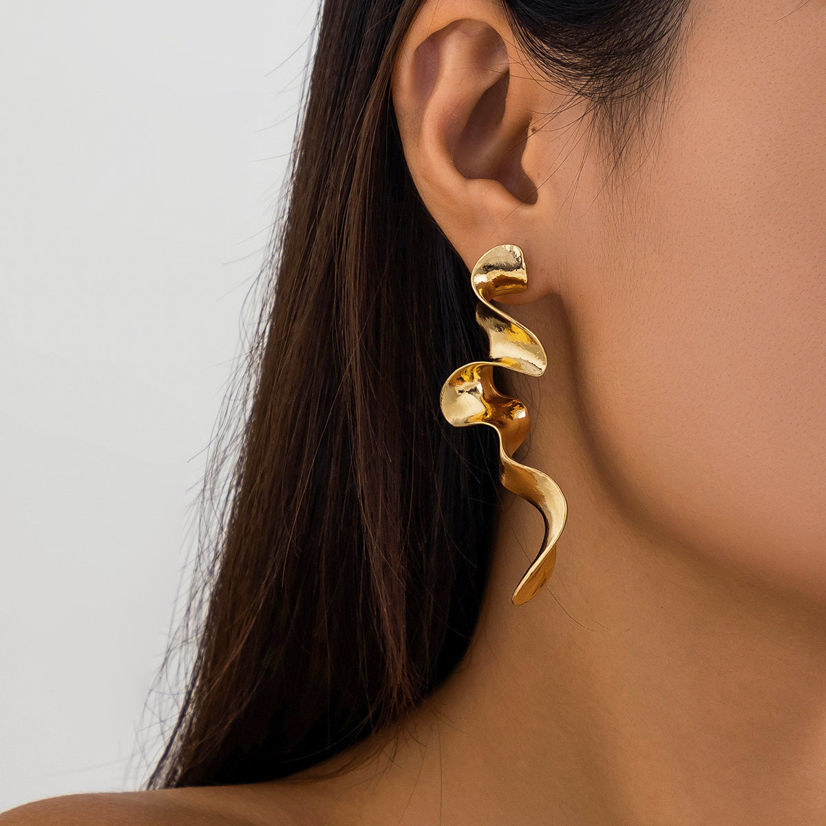 Liquid Metal Cold Wind Geometric Design Necklace Earrings