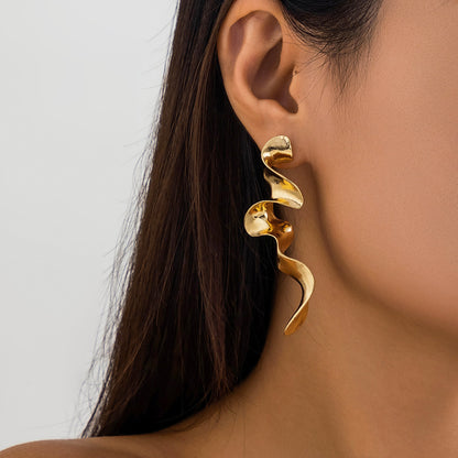 Liquid Metal Cold Wind Geometric Design Necklace Earrings