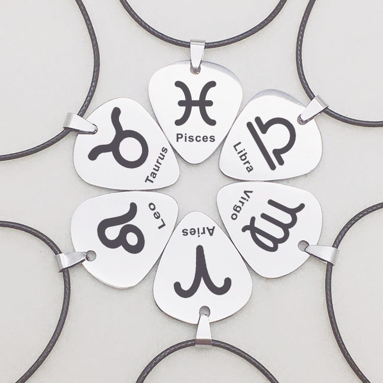 Zodiac Pick Leather 90s Cord Necklace