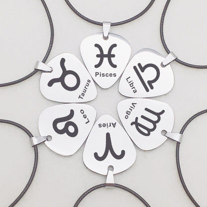 Zodiac Pick Leather 90s Cord Necklace