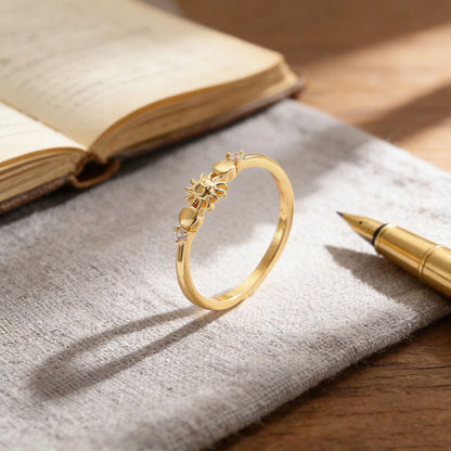 Trendy Zircon Star And Moon Ring - Minimalist Rings for Women