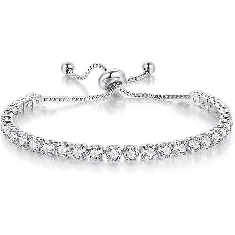 Sparkling Cubic Zirconia Tennis Bracelet | Adjustable Copper Bolo Bracelet