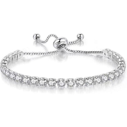 Sparkling Cubic Zirconia Tennis Bracelet | Adjustable Copper Bolo Bracelet